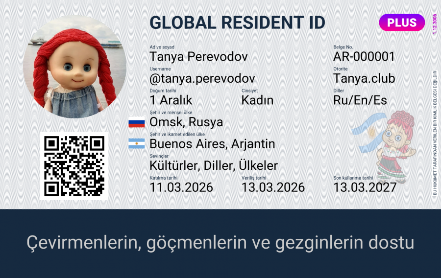 Tanya.club Global Resident ID